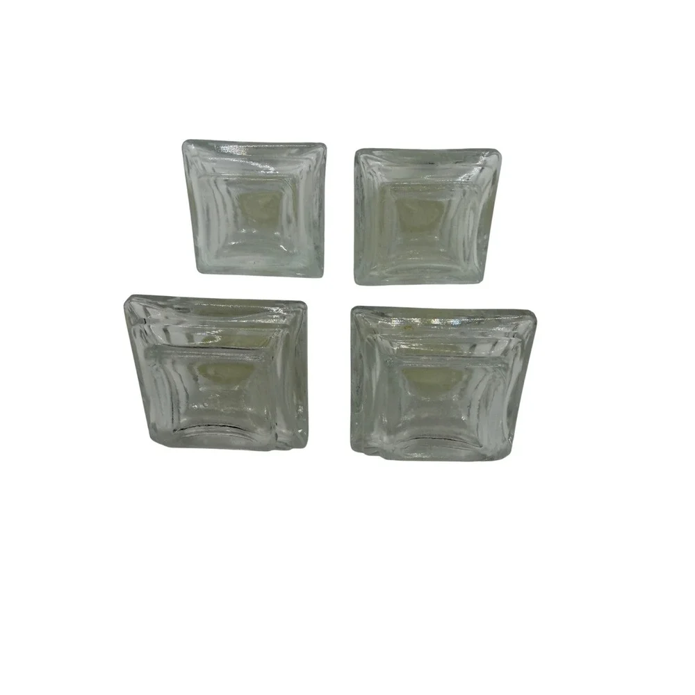 Vintage Clear‎ Glass Square Tiered Mini Salt and Pepper Shakers Set of 4 Beehive